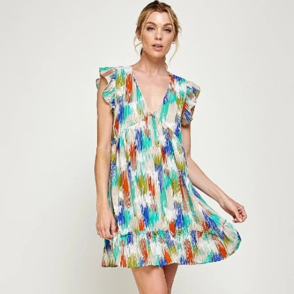 ✨ Caramela Ruffle Sleeve Mini Dress - Size S